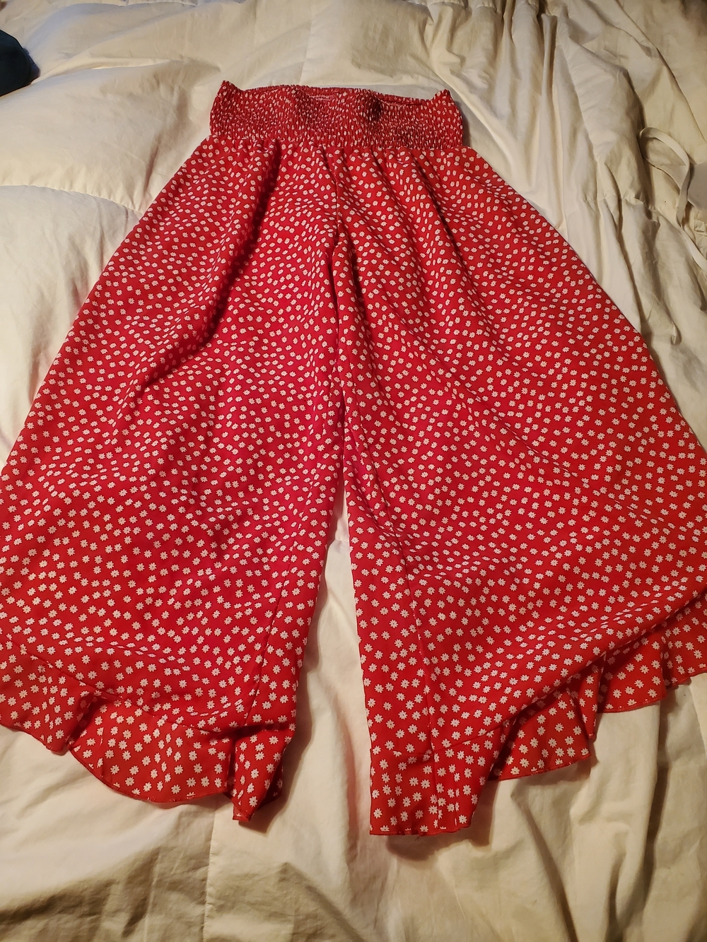 Red Floral Wide Leg Pants